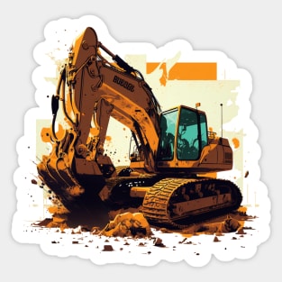 Excavator Power: A Bold and Powerful Design, heavy duty Sticker